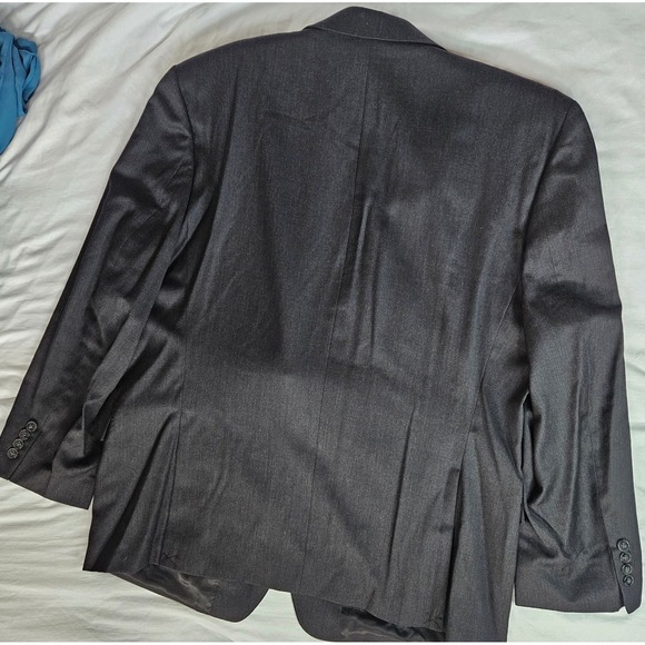 Calvin Klein Mens 48R Blazer Charcoal Gray 100% Wool 2 Button Suit Jacket 48 R - Picture 15 of 16